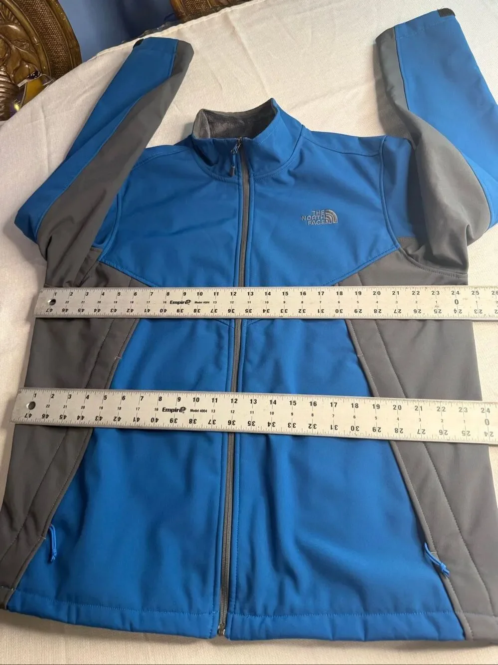 The North Face Blue Gray Soft Shell Full Zip Jacket Windbreaker Size XL